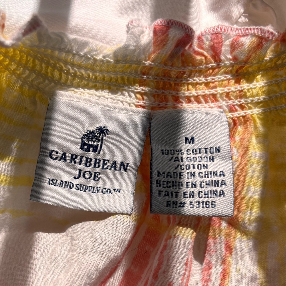 Caribbean Joe Medium Pink and Yellow Embroidered Top - Picture 5 of 5